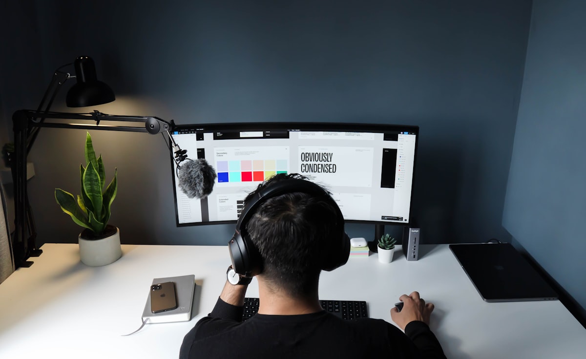 Content creator working on design