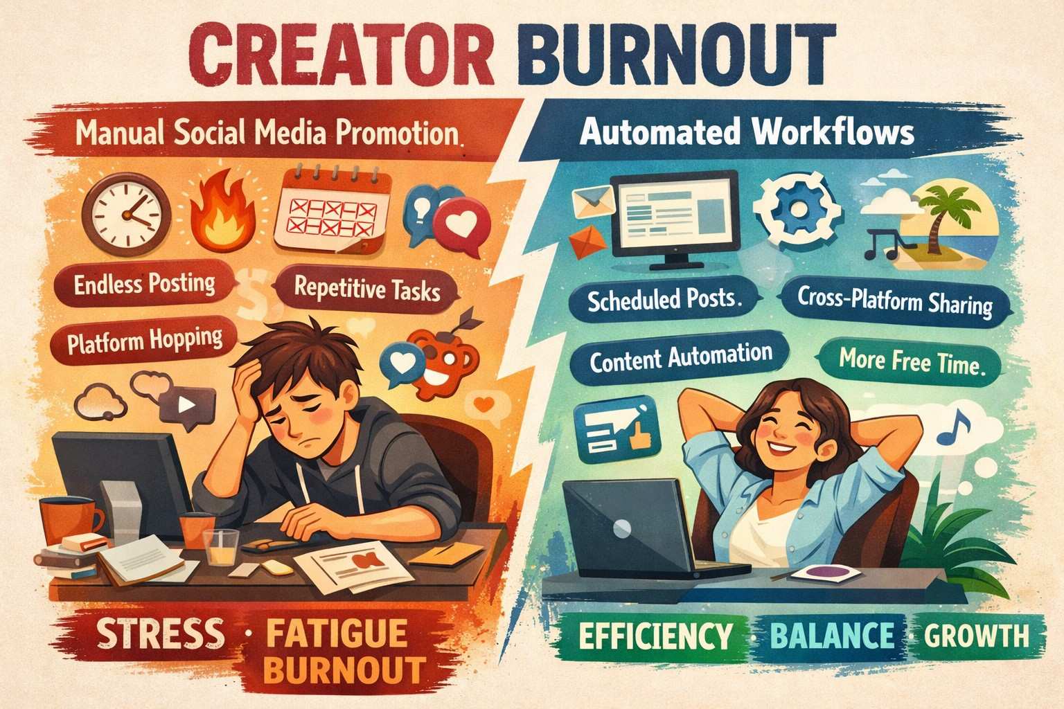 A split illustration titled 