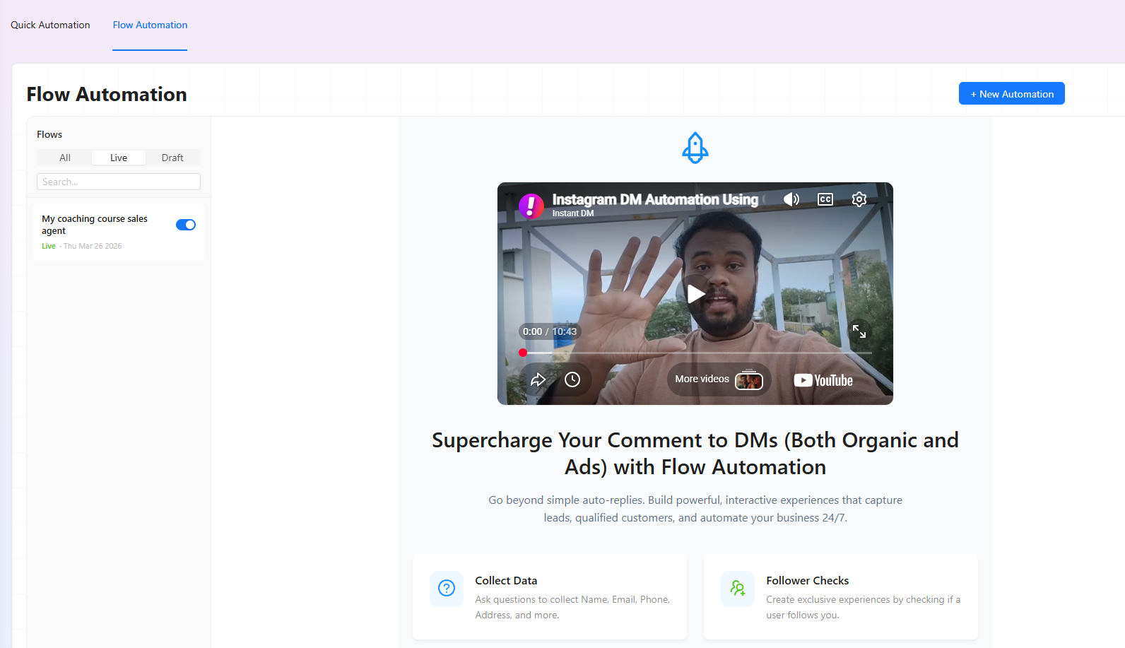 Selecting the Claude AI Reply option to create a new Instagram DM automation workflow