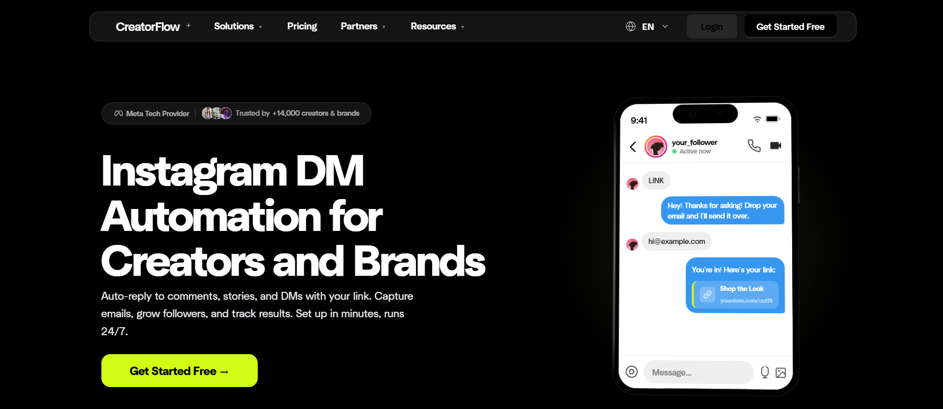 creatorflow landing page