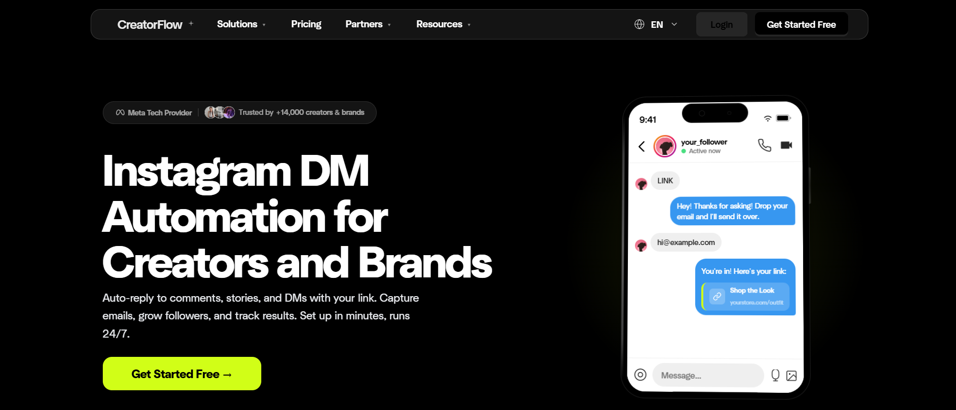 creatorflow landing page