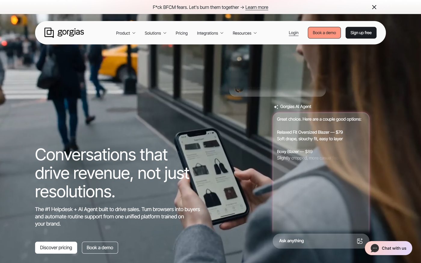 Gorgias homepage screenshot, August 2026