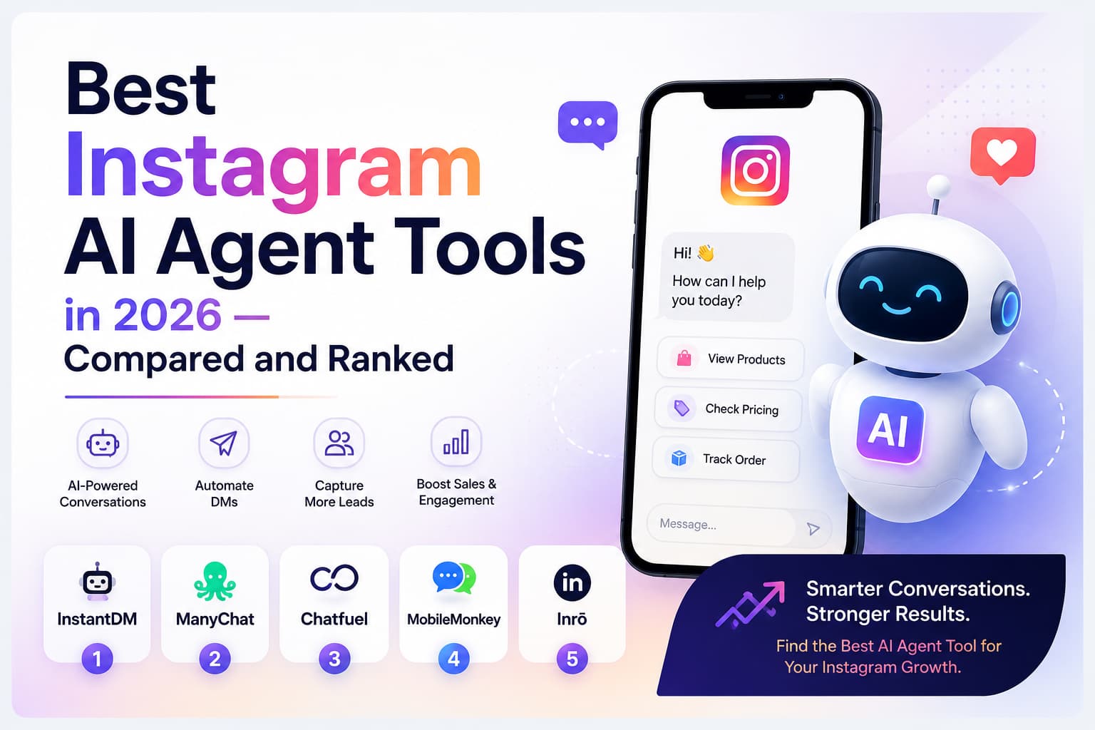 Best Instagram AI agent tools in 2026 compared: InstantDM, ManyChat and Inro ranked on AI conversations, DM automation and lead generation