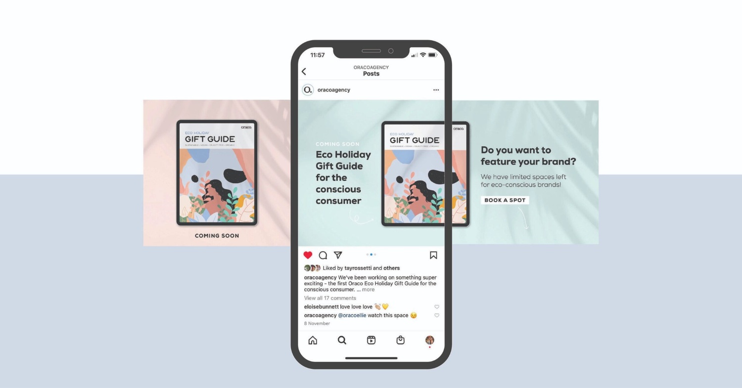 An Instagram carousel design showcase displayed on a smartphone screen, featuring a series of seamless slides for an 