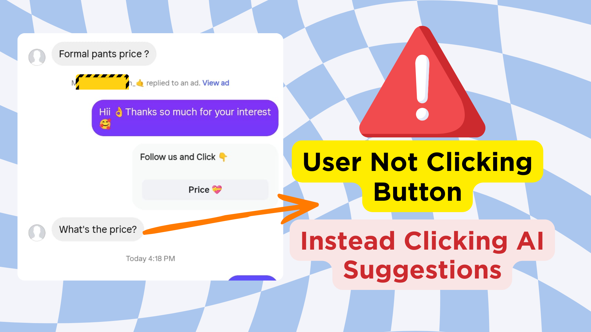 screenshot of instagram DM funnel fails because of AI suggested Replies