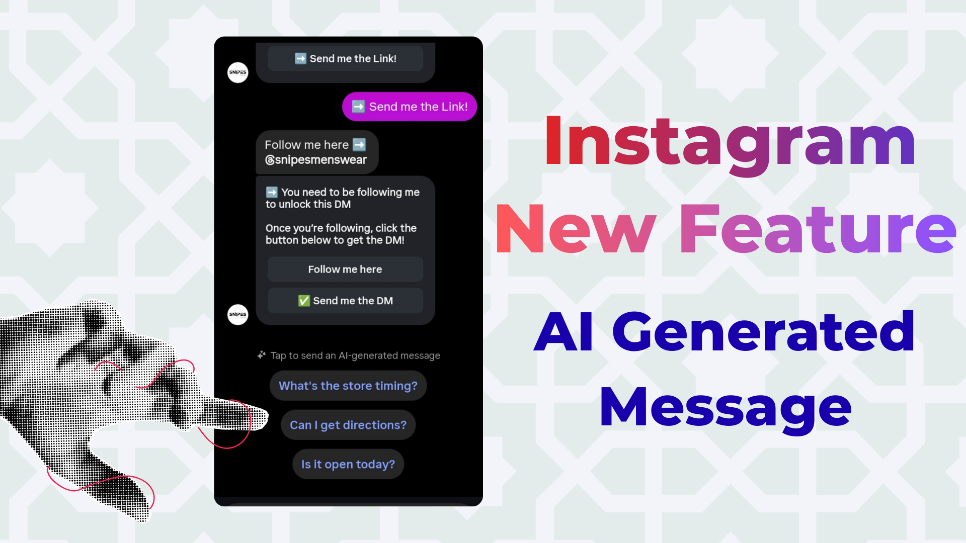 Screenshot of instagram DM AI suggestion feature