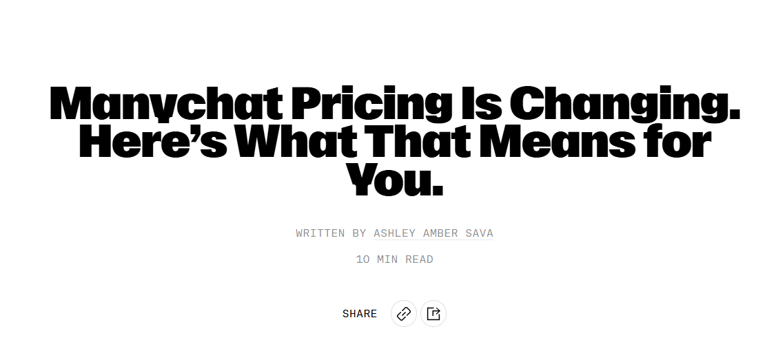 Manychat Pricing Changed