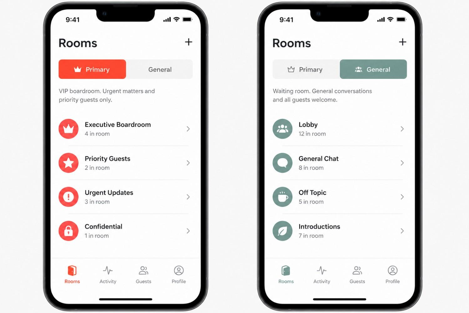 Two side-by-side screenshots of a mobile app interface showing a 