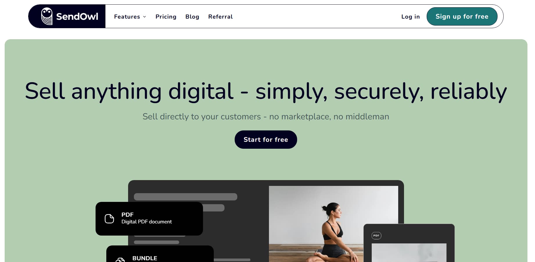 SendOwl homepage featuring the headline 