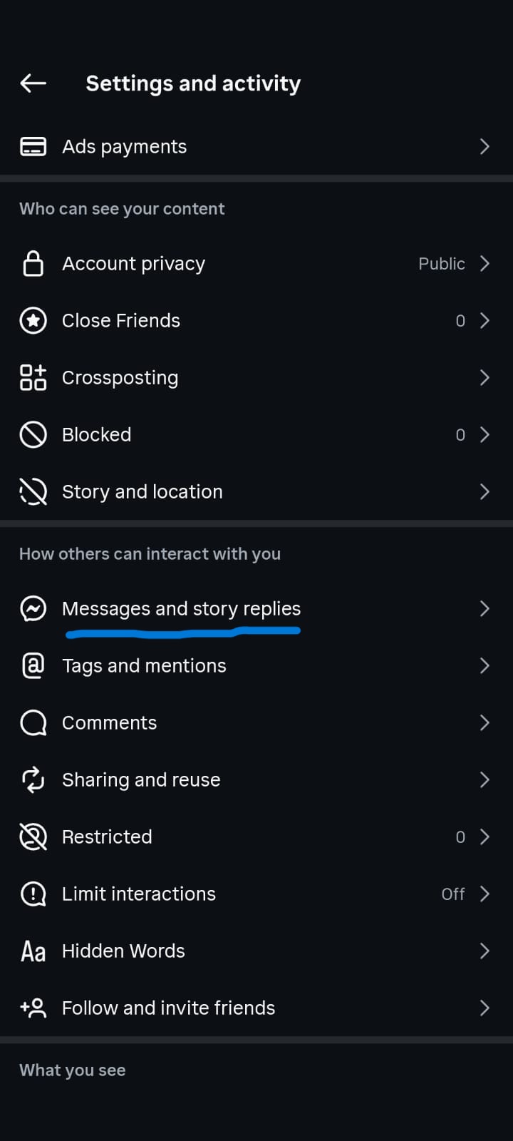 Screenshot of the Instagram