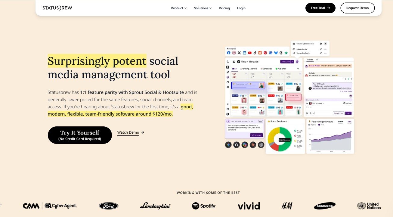 statusbrew landing page