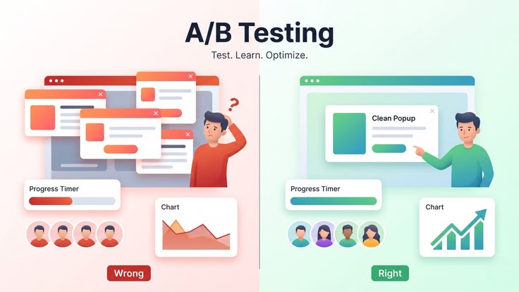 A side-by-side A/B test mockup.