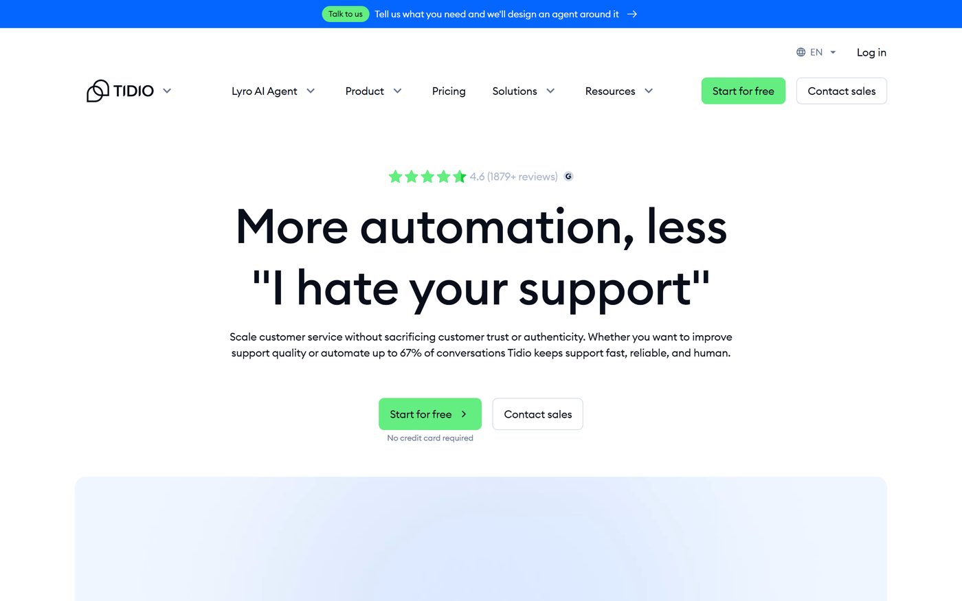 Tidio homepage screenshot, August 2026