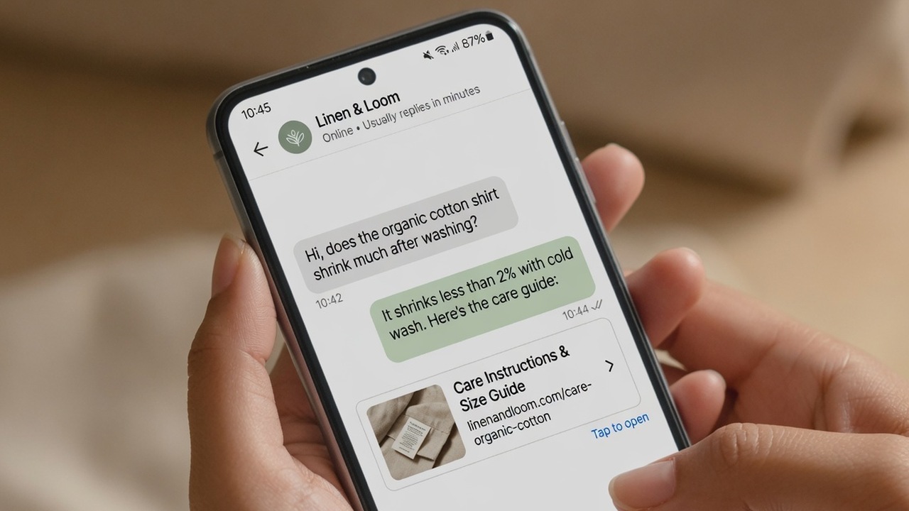 A one-to-one product chat on a phone