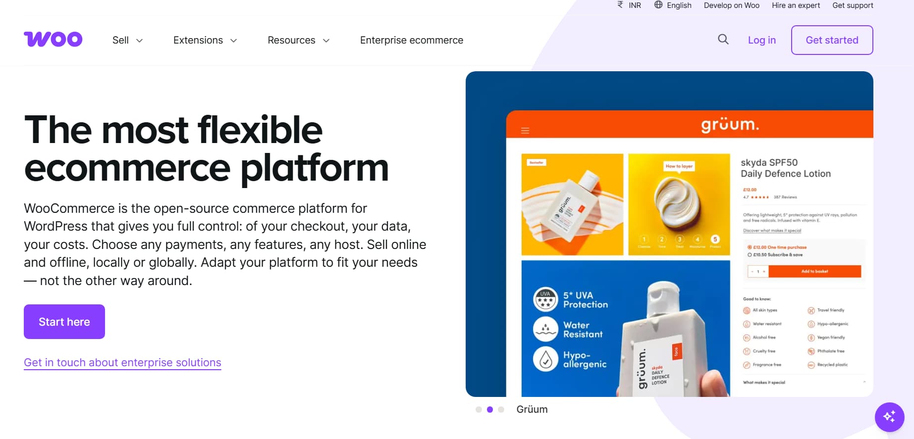 WooCommerce homepage featuring the headline 