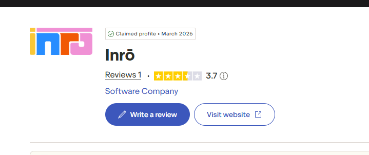 Inro rated 3.7 on Trustpilot from a single review, July 2026